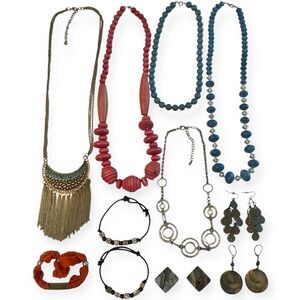 Lot 11 Piece Jewelry Necklace Earrings Bracelet Vintage Y2K Statement Retro Boho